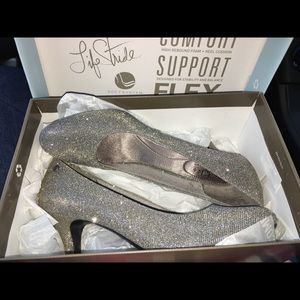 Sparkly silver heels